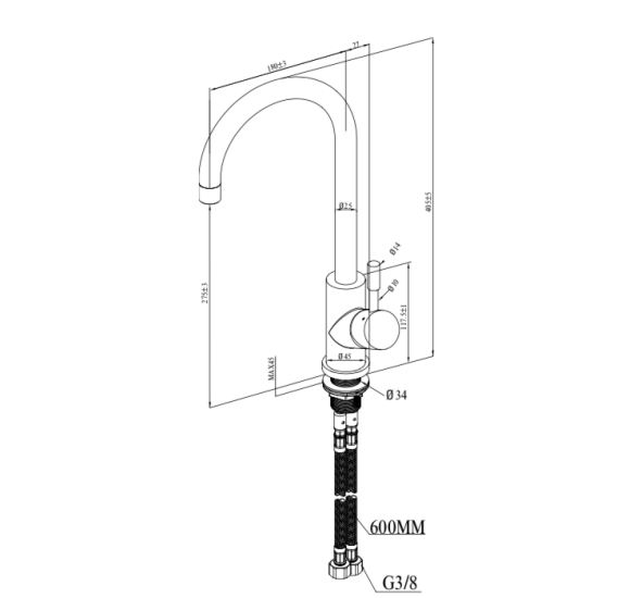 Villeroy & Boch maišytuvas plautuvei Umbrella, pasirenkama spalva
