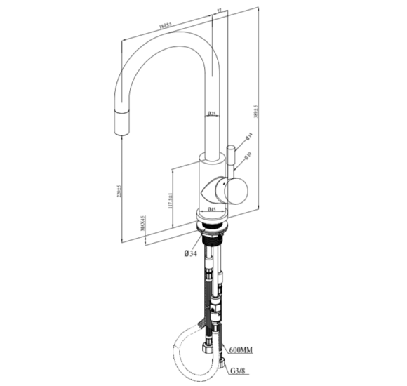 Villeroy & Boch maišytuvas plautuvei su ištraukiamu dušeliu Umbrella Flex, pasirenkama spalva