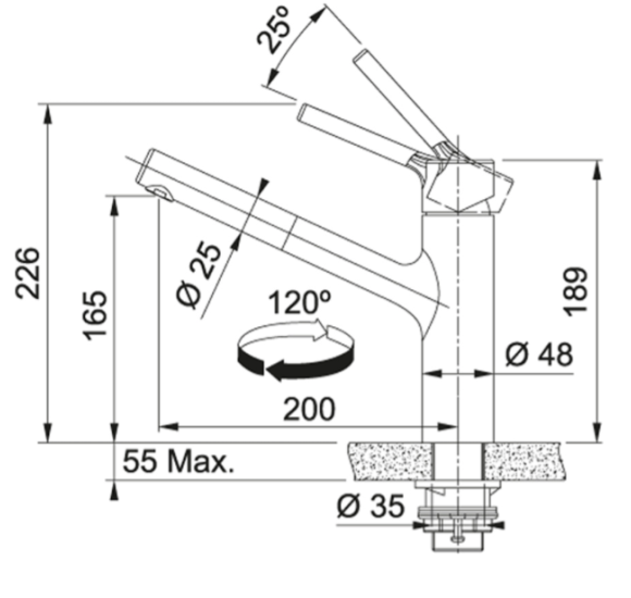 FRANKE Taros Neo maišytuvas plautuvei su ištraukiama žarna