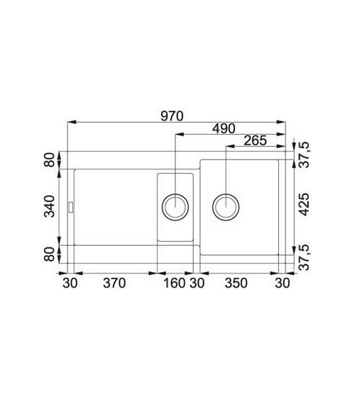 Franke MRG 651 granitinė plautuvė, montuojama ant stalviršio, eksentrinis ventilis, nerūdijančio plieno rankenėlė