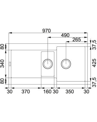Franke MRG 651 granitinė plautuvė, montuojama ant stalviršio, eksentrinis ventilis, nerūdijančio plieno rankenėlė