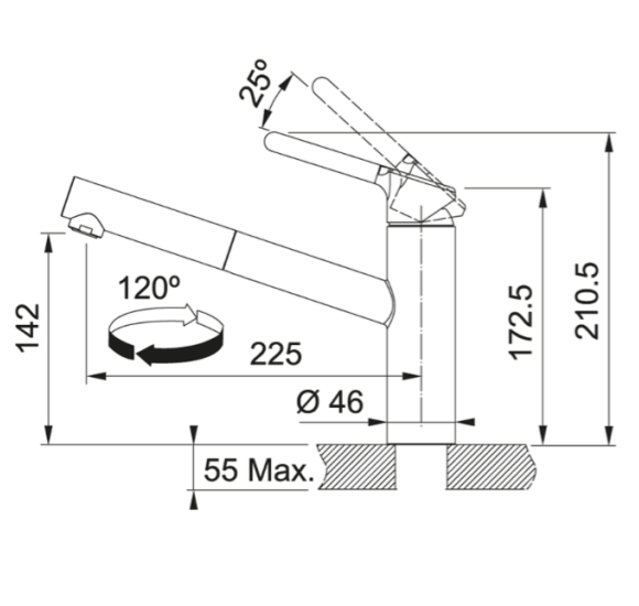 FRANKE Orbit maišytuvas plautuvei su ištraukiama žarna, pasirenkama spalva
