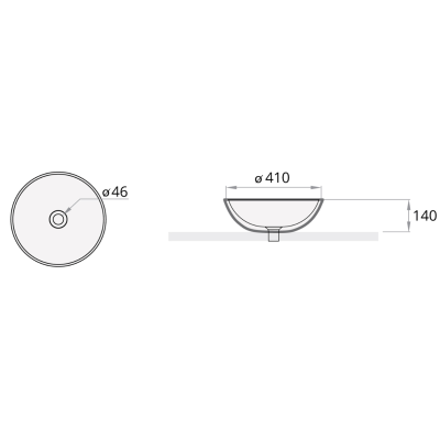 PAA ant stalviršio statomas, akmens masės praustuvas Round On