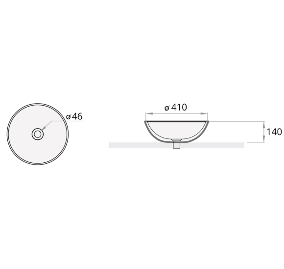 PAA ant stalviršio statomas, akmens masės praustuvas Round On