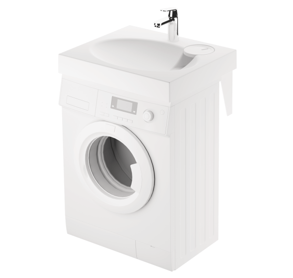 PAA Claro Mini praustuvas 50 x 60 cm, baltos blizgios spalvos (skirtas ant skalbimo mašinos)