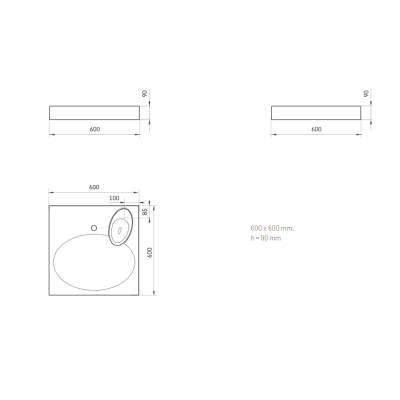 PAA Claro praustuvas 60 x 60 cm, baltos blizgios spalvos (skirtas ant skalbimo mašinos)