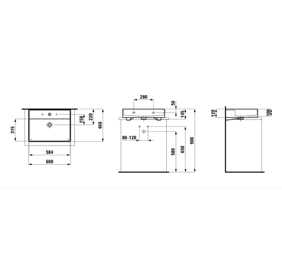 Pastatomas praustuvas Kartell by Laufen 600x460