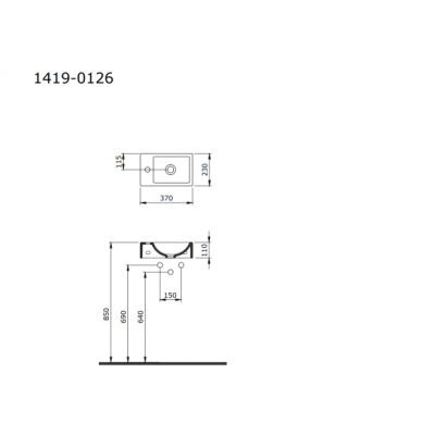 Bocchi Milano pastatomas/pakabinamas praustuvas 37cm (dešinė)