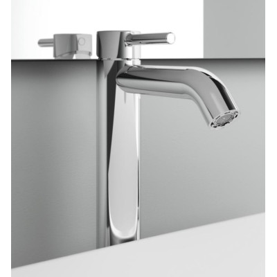 Ceraline pastatomo praustuvo maišytuvas su dugno vožtuvu