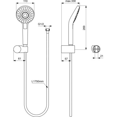 Ideal Standard Ceratherm 100 potinkinės termostatinės sistemos komplektas, BD006XC