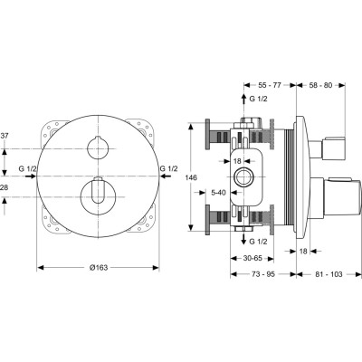 Ideal Standard Ceratherm 100 potinkinės termostatinės sistemos komplektas, BD006XC
