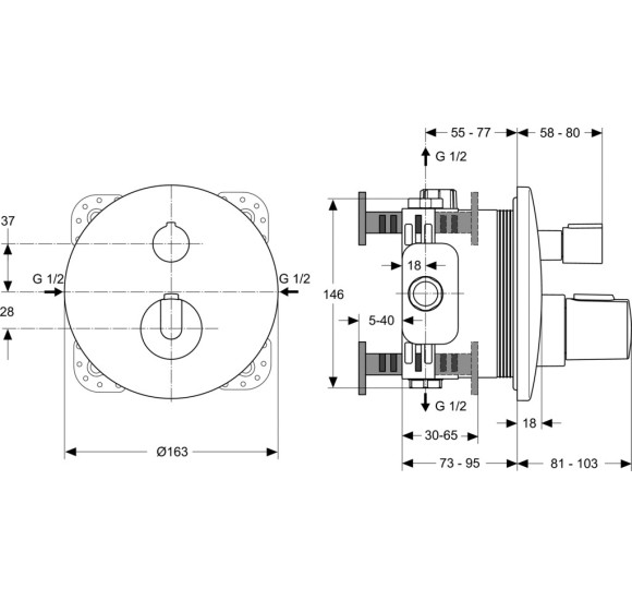 Ideal Standard Ceratherm 100 potinkinės termostatinės sistemos komplektas, BD006XC