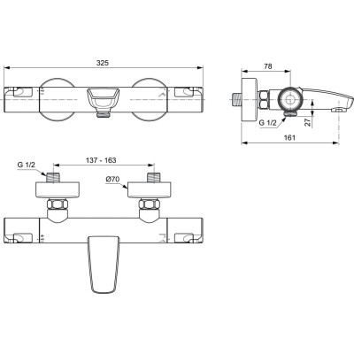 Ideal Standard Ceratherm T50 termostatinis vonios maišytuvas, A7223AA