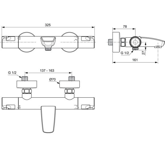 Ideal Standard Ceratherm T50 termostatinis vonios maišytuvas, A7223AA