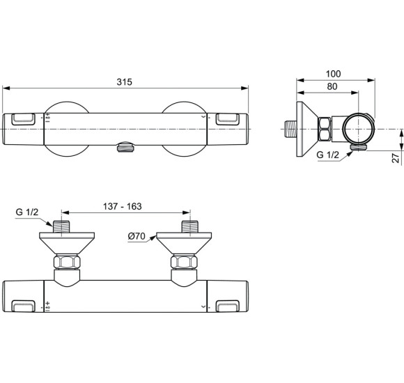 Ceratherm T25 termostatinis dušo maišytuvas