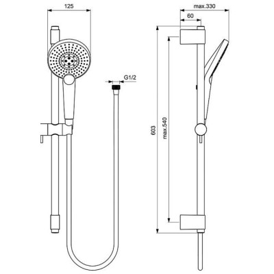 Ideal Standard Idealrain EvoJET Round 3 funkcijų dušo stovas 60 cm, B1761AA
