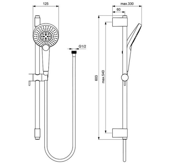 Ideal Standard Idealrain EvoJET Round 3 funkcijų dušo stovas 60 cm, B1761AA