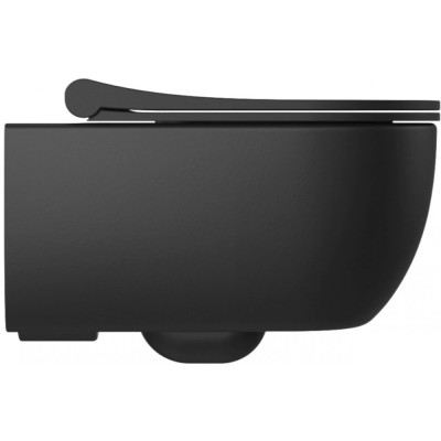 Bocchi V-Tondo pakabinamas klozetas "Rimless" su švelniai nusileidžiančiu dangčiu, juodos matinės spalvos