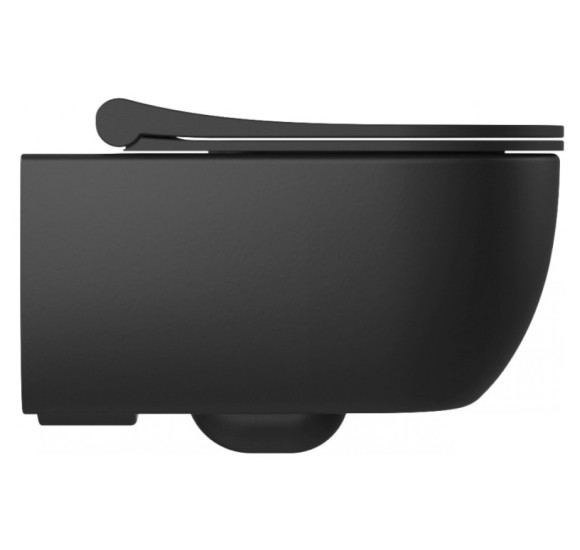 Bocchi V-Tondo pakabinamas klozetas "Rimless" su švelniai nusileidžiančiu dangčiu, juodos matinės spalvos