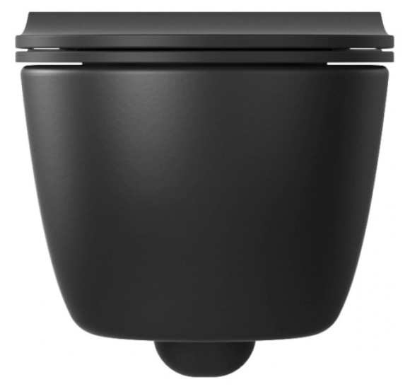 Bocchi V-Tondo pakabinamas klozetas "Rimless" su švelniai nusileidžiančiu dangčiu, juodos matinės spalvos