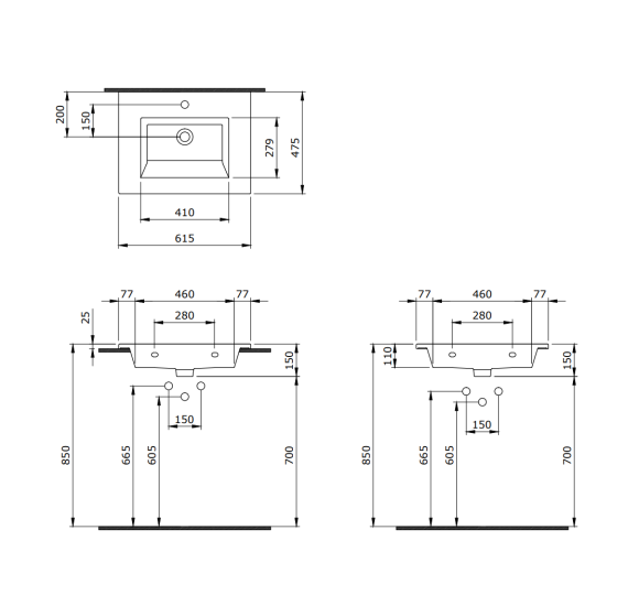 Bocchi Milano praustuvas 60 cm