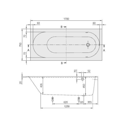 Masažinė vonia Villeroy&Boch Oberon 170x75 su Koller Nano-Future masažo sistema