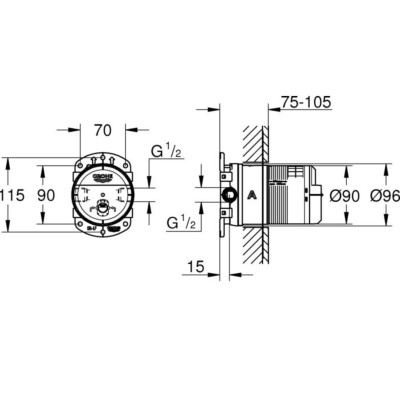 Grohe potinkinė dėžutė dušo galvai
