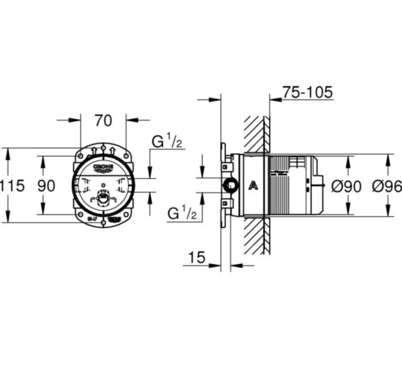 Grohe potinkinė dėžutė dušo galvai