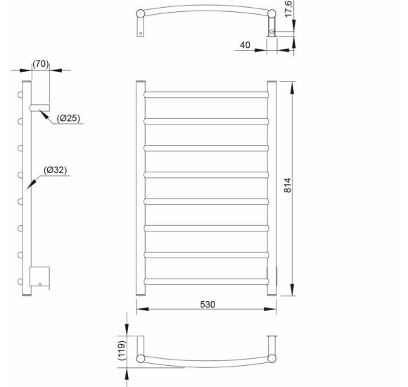 PAX elektrinis rankšluosčių džiovintuvas Foxtrot su pajungimu dešinėje