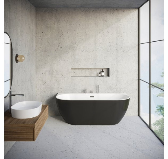 Ravak Freedom Wall 166x80cm, juoda vonia, glaudžiama prie sienos, akrilas