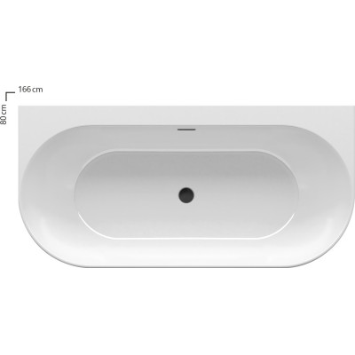 Ravak Freedom Wall 166x80cm, juoda vonia, glaudžiama prie sienos, akrilas