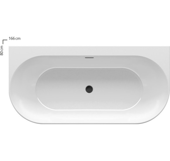 Ravak Freedom Wall 166x80cm, juoda vonia, glaudžiama prie sienos, akrilas