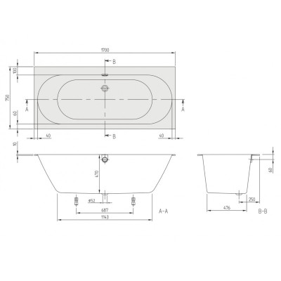 Masažinė vonia Villeroy&Boch Oberon 2.0 170x75 su Koller Nano-Future masažo sistema