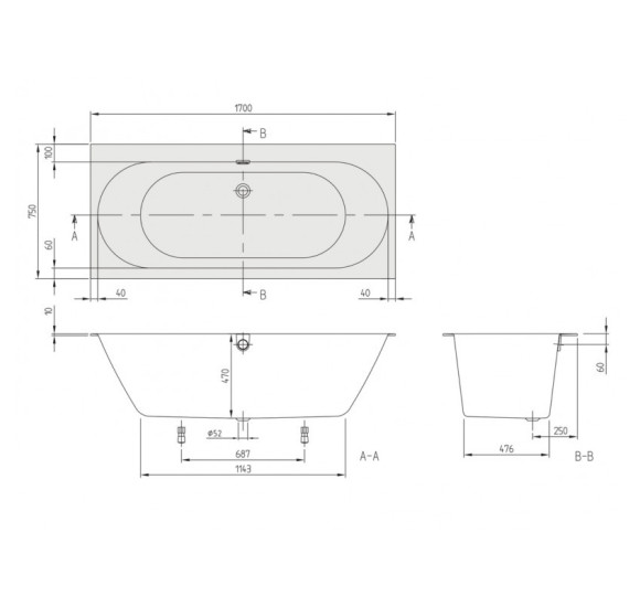 Masažinė vonia Villeroy&Boch Oberon 2.0 170x75 su Koller Nano-Future masažo sistema