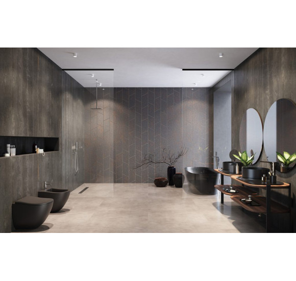 Radaway Walk in dušo pertvara Modo XL  30-100 cm pločio juodi profiliai, skaidrus stiklas