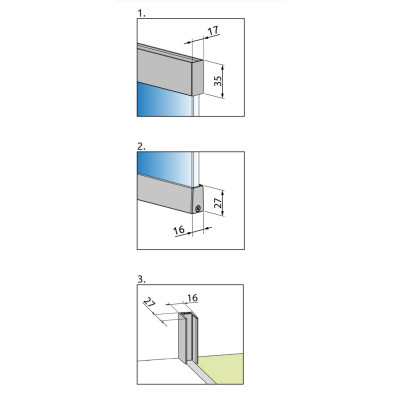 Radaway Walk in dušo pertvara Modo XL 30-100 cm pločio chromuoti profiliai, skaidrus stiklas
