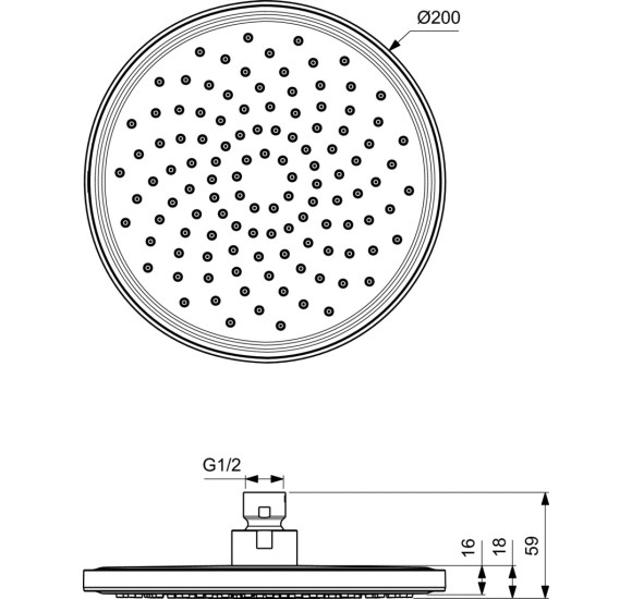 Ideal Standard lietaus dušo galva 200mm, BD140XG