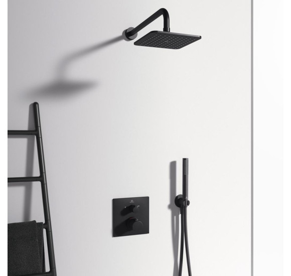 Idealrain Cube kvadratinė 200x200 mm dušo galva, matinė juoda, B0024XG