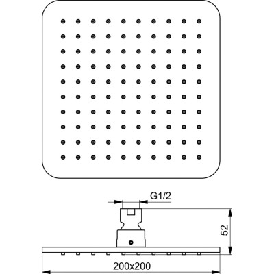 Idealrain Cube kvadratinė 200x200 mm dušo galva, matinė juoda, B0024XG