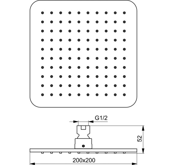 Idealrain Cube kvadratinė 200x200 mm dušo galva, matinė juoda, B0024XG