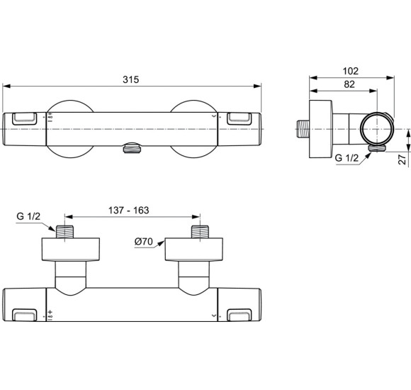 Ideal Standard Ceratherm T25 termostatinis dušo maišytuvas, A7201XG