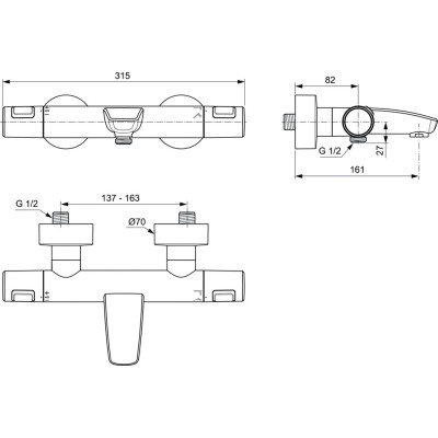 Ideal Standard Ceratherm T25 termostatinis vonios maišytuvas