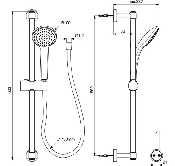 Ideal Standard Idealrain Soft dušo stovelio komplektas, BD142XG