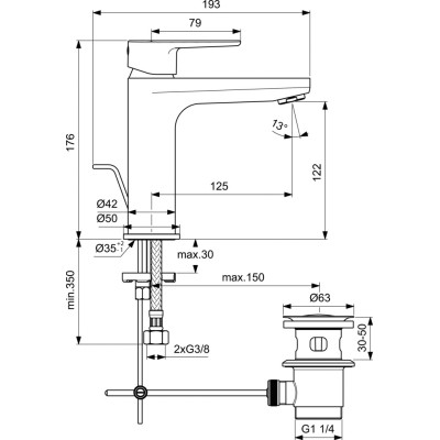 Ideal Standard CERAFINE O praustuvo maišytuvas, juodos matinės spalvos, BC699XG