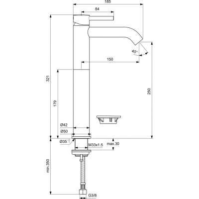 Ideal Standard Ceraline aukštas maišytuvas, juodos matinės spalvos, BC269XG