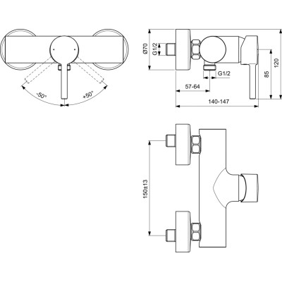Ideal Standard Ceraline dušo maišytuvas (BC200XG)