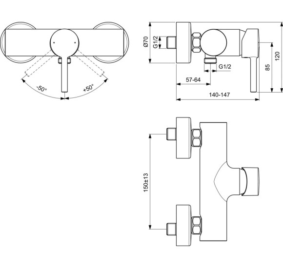 Ideal Standard Ceraline dušo maišytuvas (BC200XG)