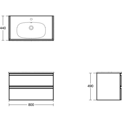 Ideal Standard Tesi pakabinama vonios spintelė 80cm, matinė juoda