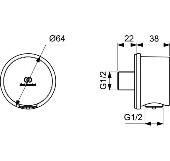 Ideal Standard Idealrain sieninė jungtis dušo žarnai (BC808), pasirenkamos spalvos