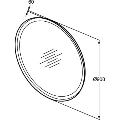 Ideal Standard apvalus veidrodis su apšvietimu 90cm, metalinis juodas rėmelis
